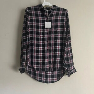 Beach Lunch Lounge Women’s Plaid Button Up Shirt size M